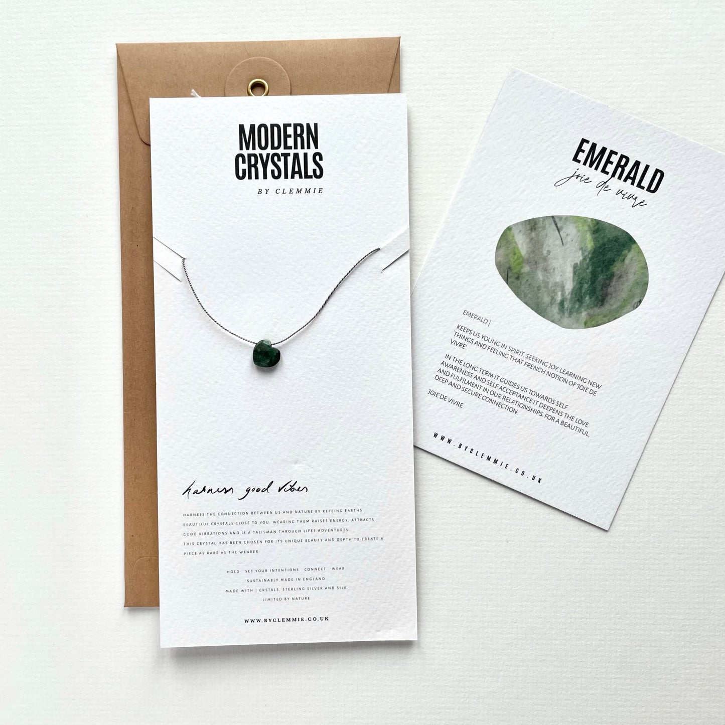 Silk Charm Necklace | Emerald Heart