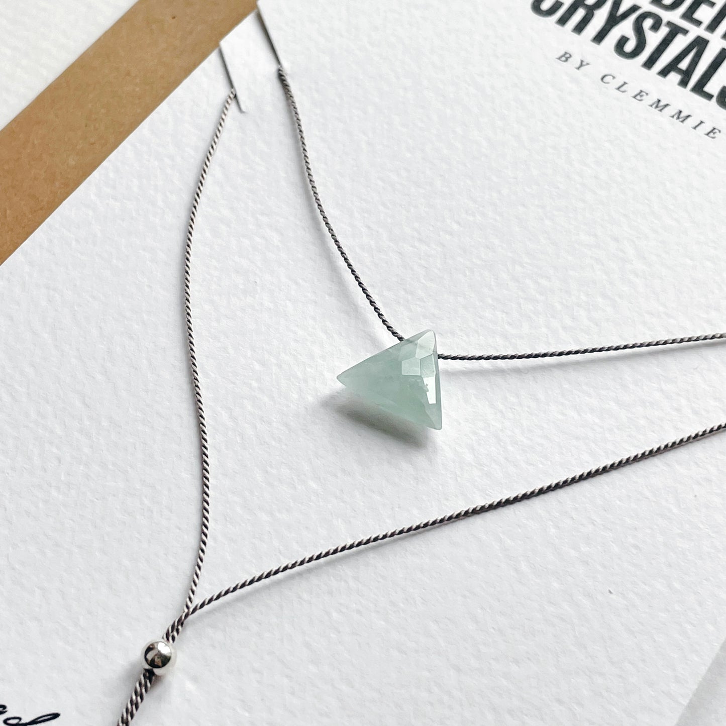 Silk Charm Necklace | Aquamarine Triangle