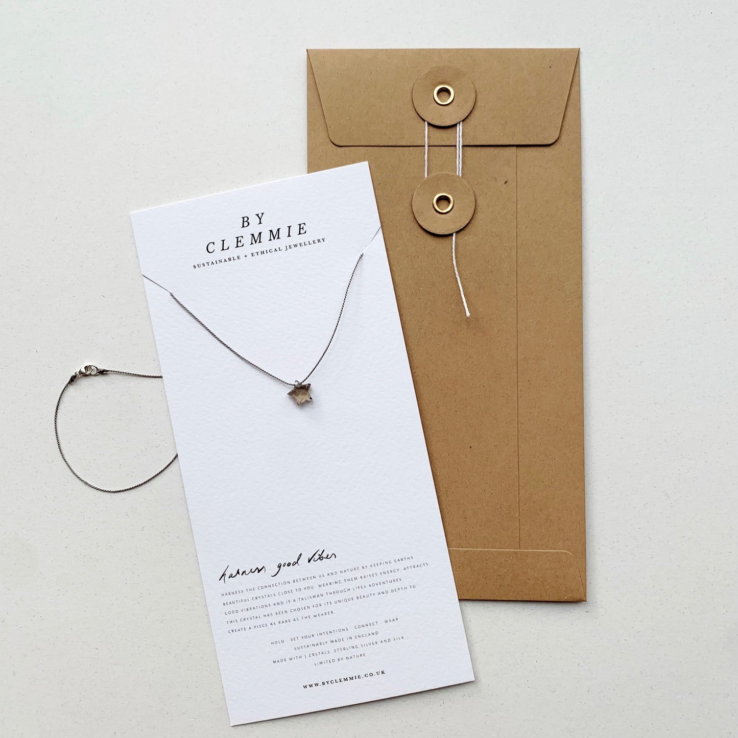 ADJUSTABLE SILK NECKLACE | SMOKEY QUARTZ STAR