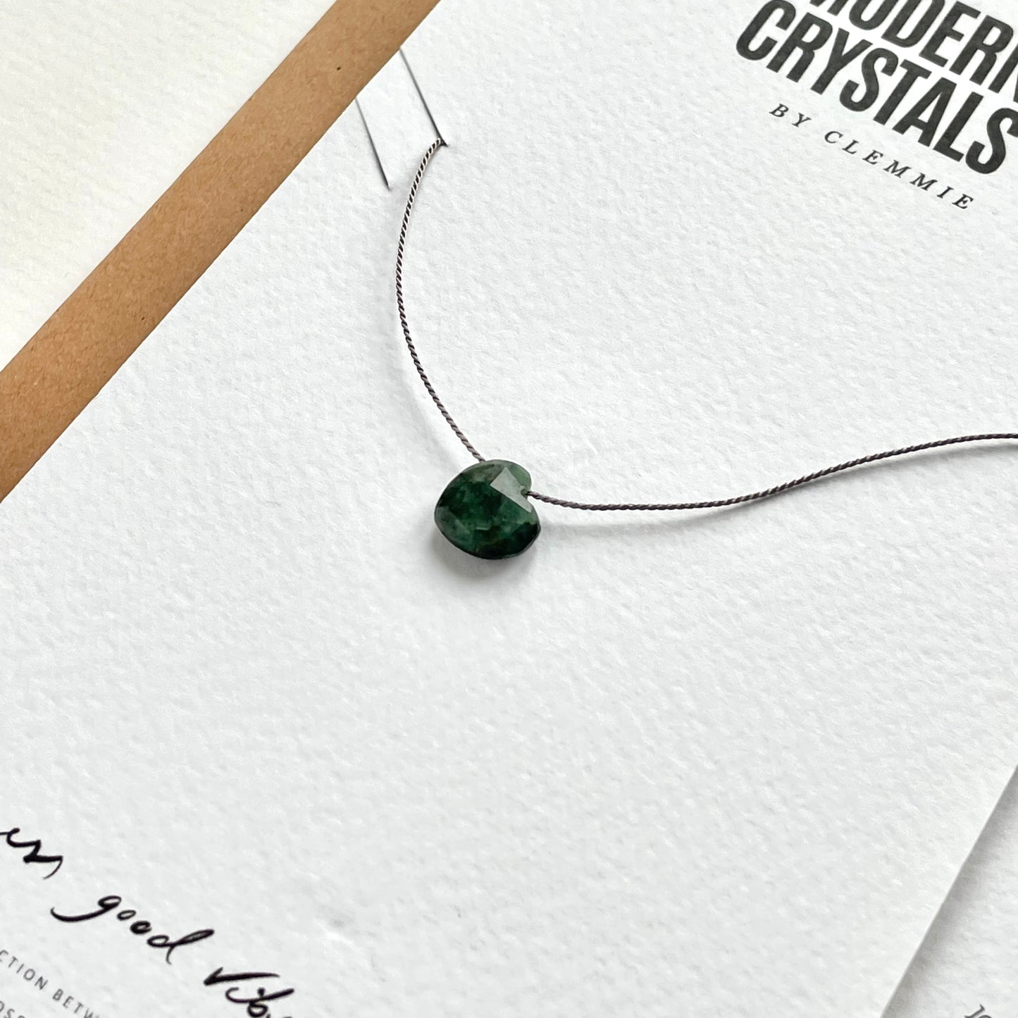 Crystal Charm Necklace | Emerald Heart