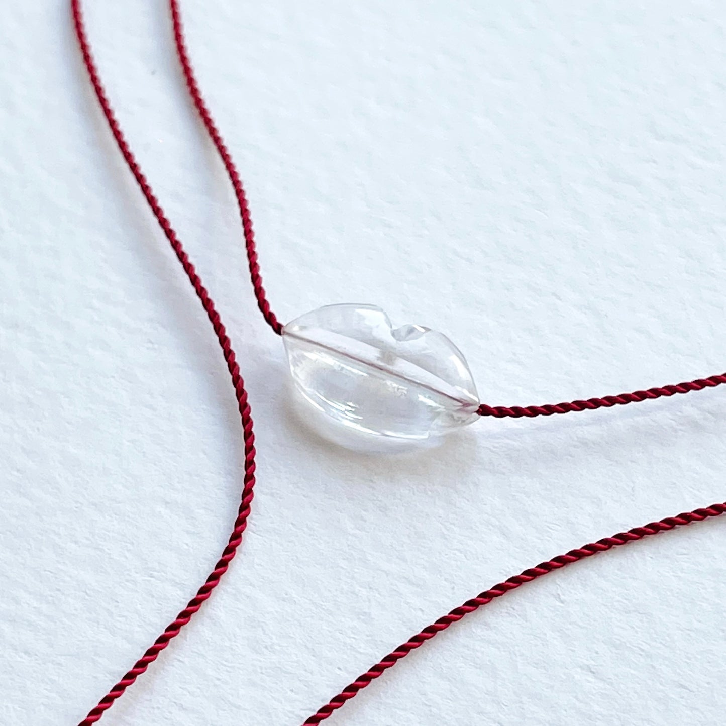 Silk Charm Necklace | Clear Quartz Lips