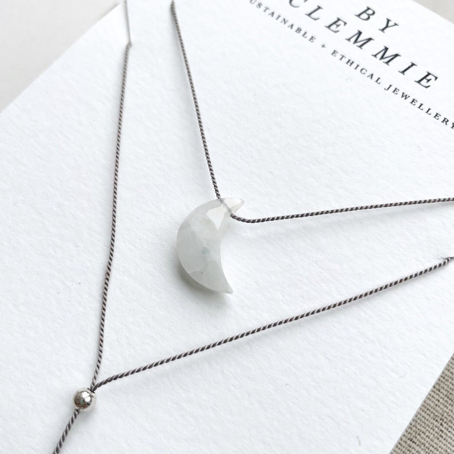 Silk Charm Necklace | Moonstone Moon