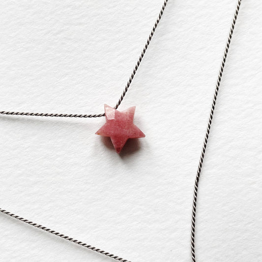 Silk Charm Necklace | Rhodochrosite Star