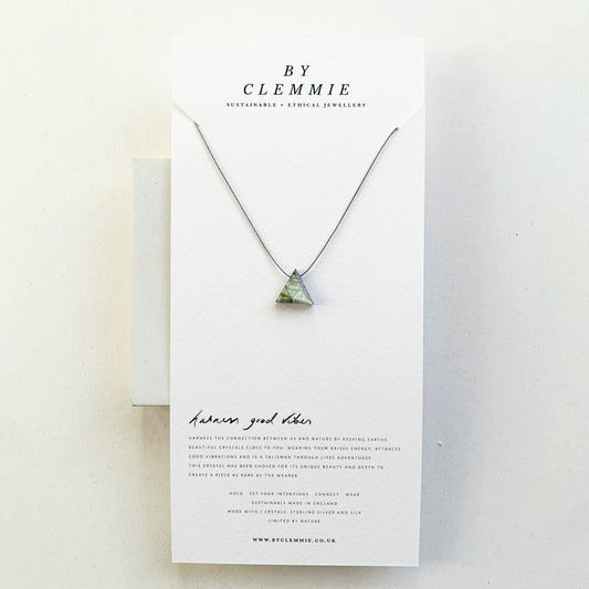 Silk Charm Necklace | Labradorite Triangle