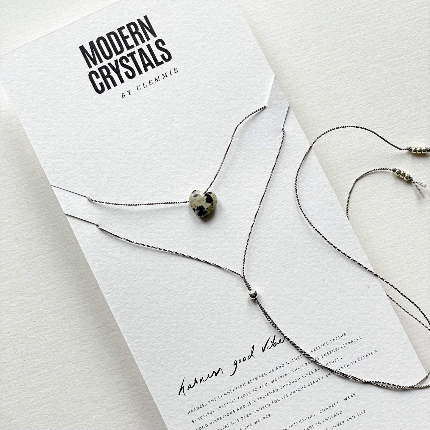 Silk Charm Necklace | Dalmatian Heart