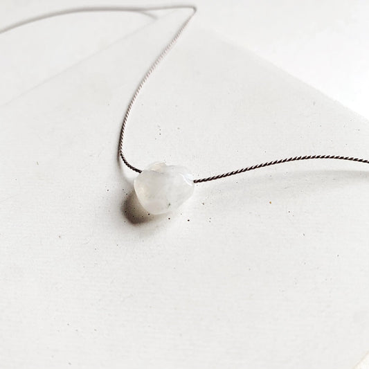 Silk Charm Necklace | Moonstone Heart